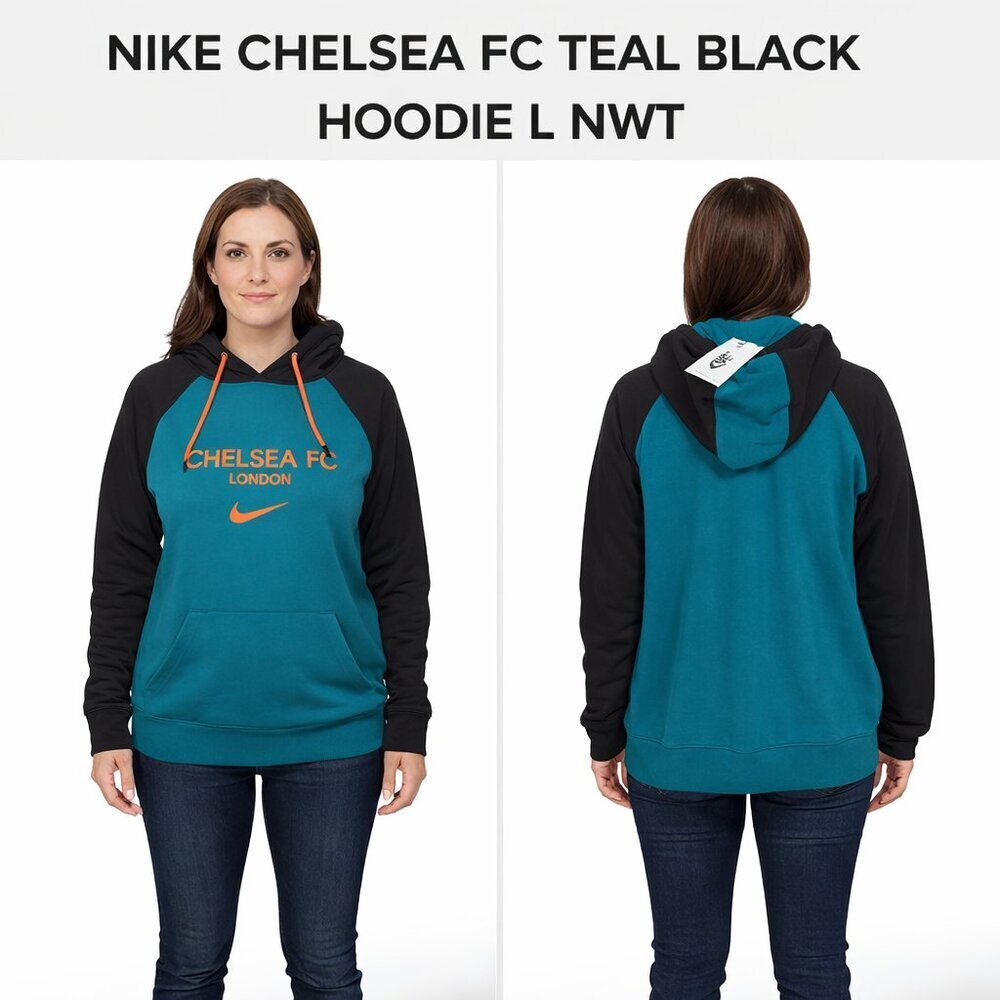 Nike Chelsea FC Teal and Black Women’s Hoodie Size L NWT